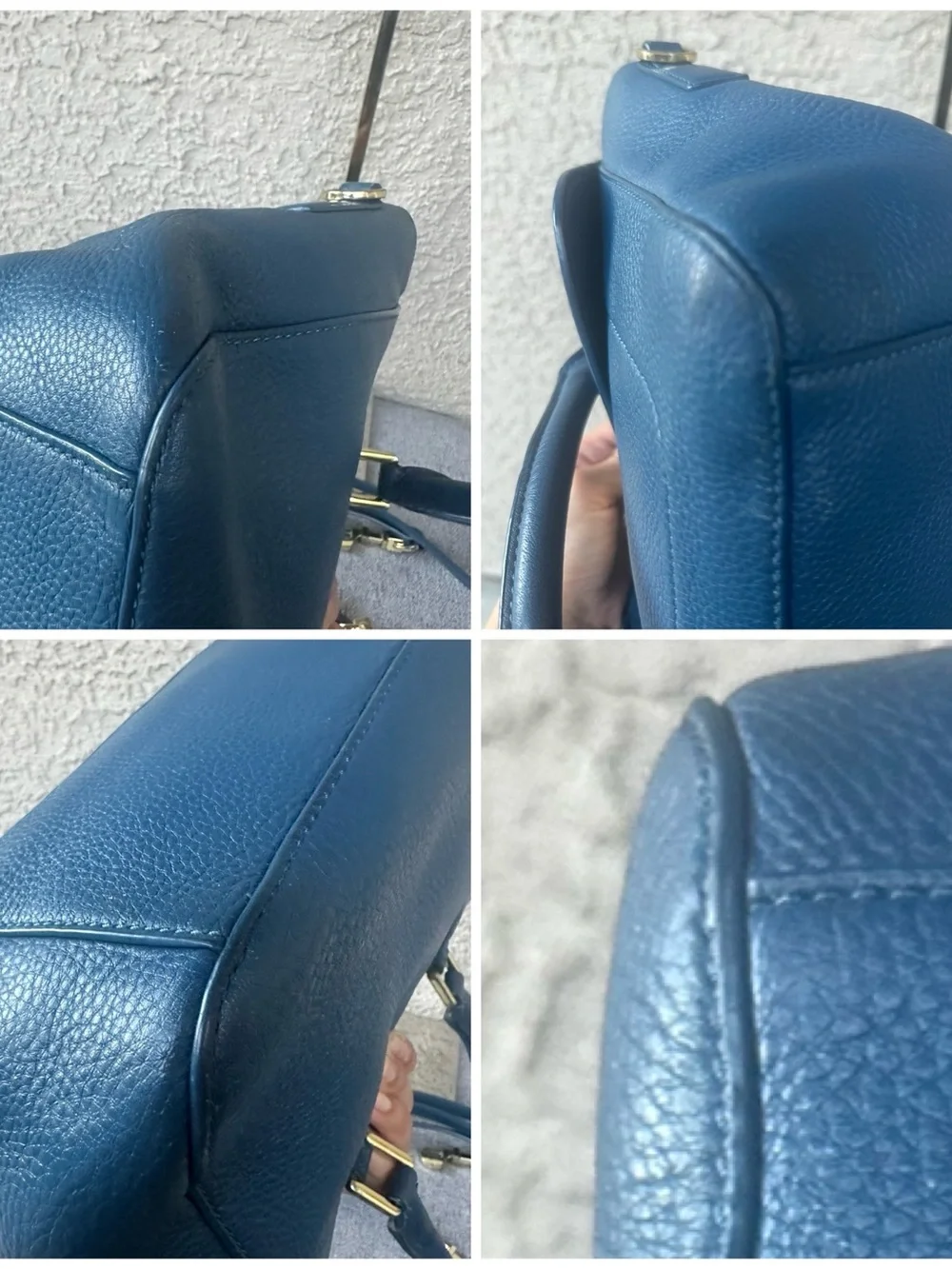TORY BURCH Blue Leather Satchel with Removable Strap